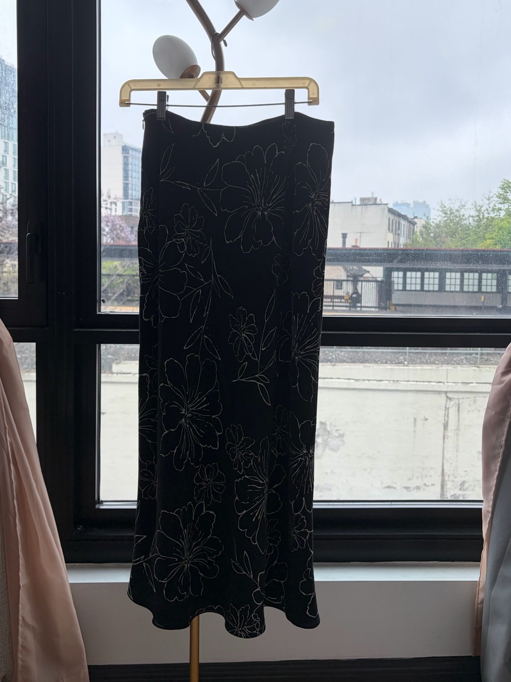 Black and Cream Floral Maxi Skirt